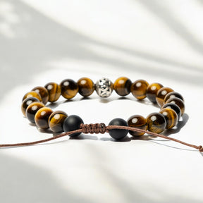 Bracelet tibétain pour homme en œil de tigre