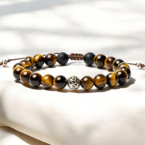 Bracelet tibétain pour homme en œil de tigre
