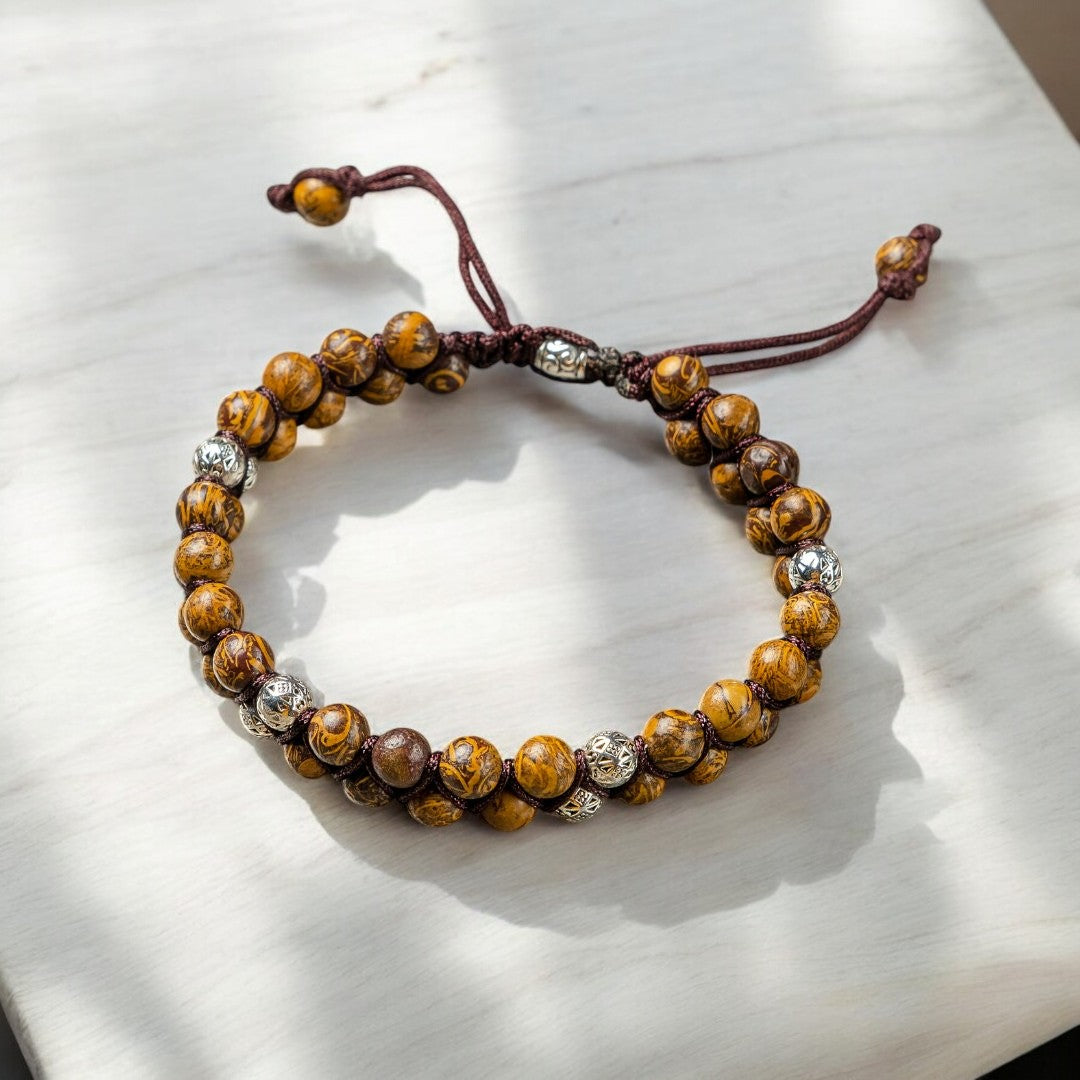Bracelet vintage en jaspe pour homme