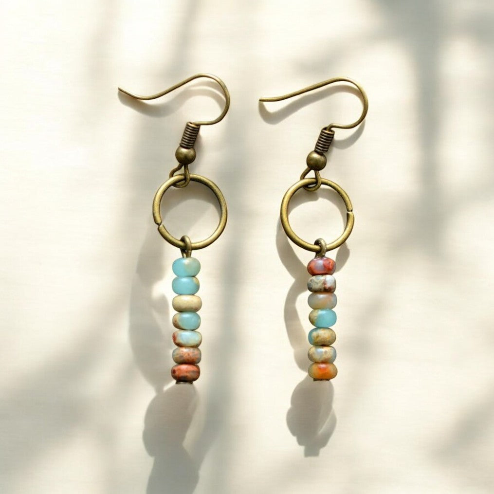 Boucles d'oreilles Jaspe Pierre Naturelle
