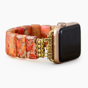 Bracelet extensible Apple Watch en jaspe tibétain citrouille