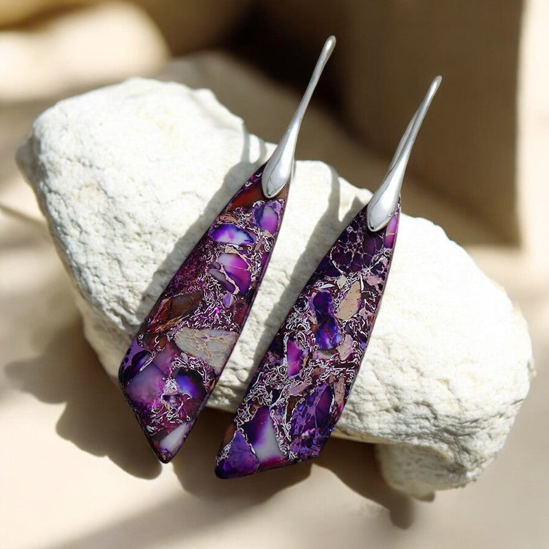 Boucles d'oreilles en jaspe violet