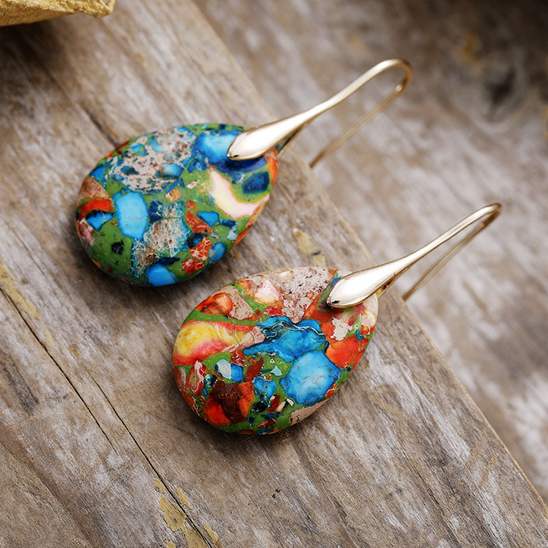 Boucles d'oreilles en goutte d'essence de jaspe