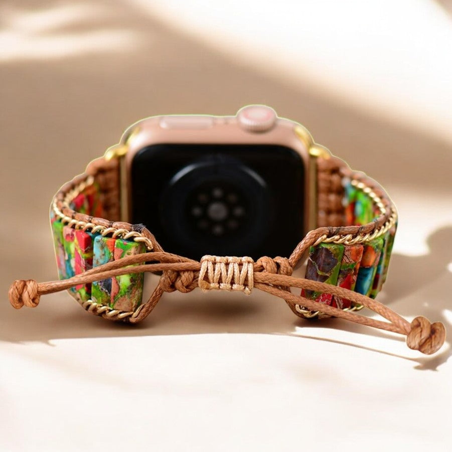 Bracelet Apple Watch en jaspe forêt tropicale