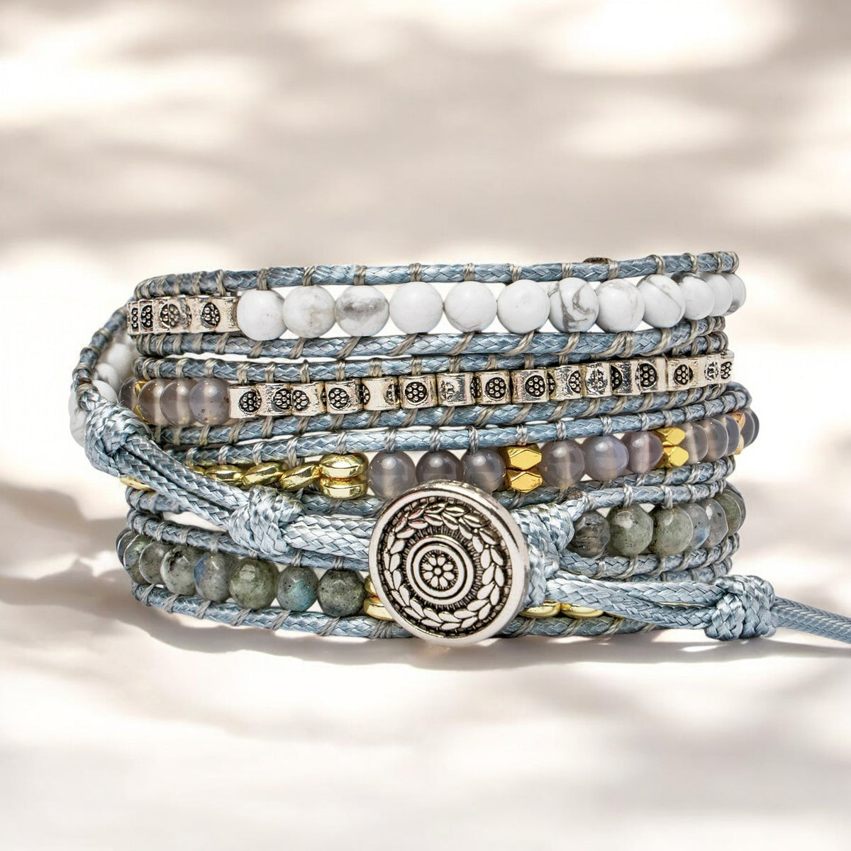 Bracelet enveloppant d’amour en quartz rose