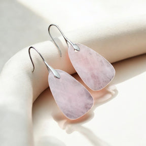 Boucles d'oreilles pendantes en quartz rose protection