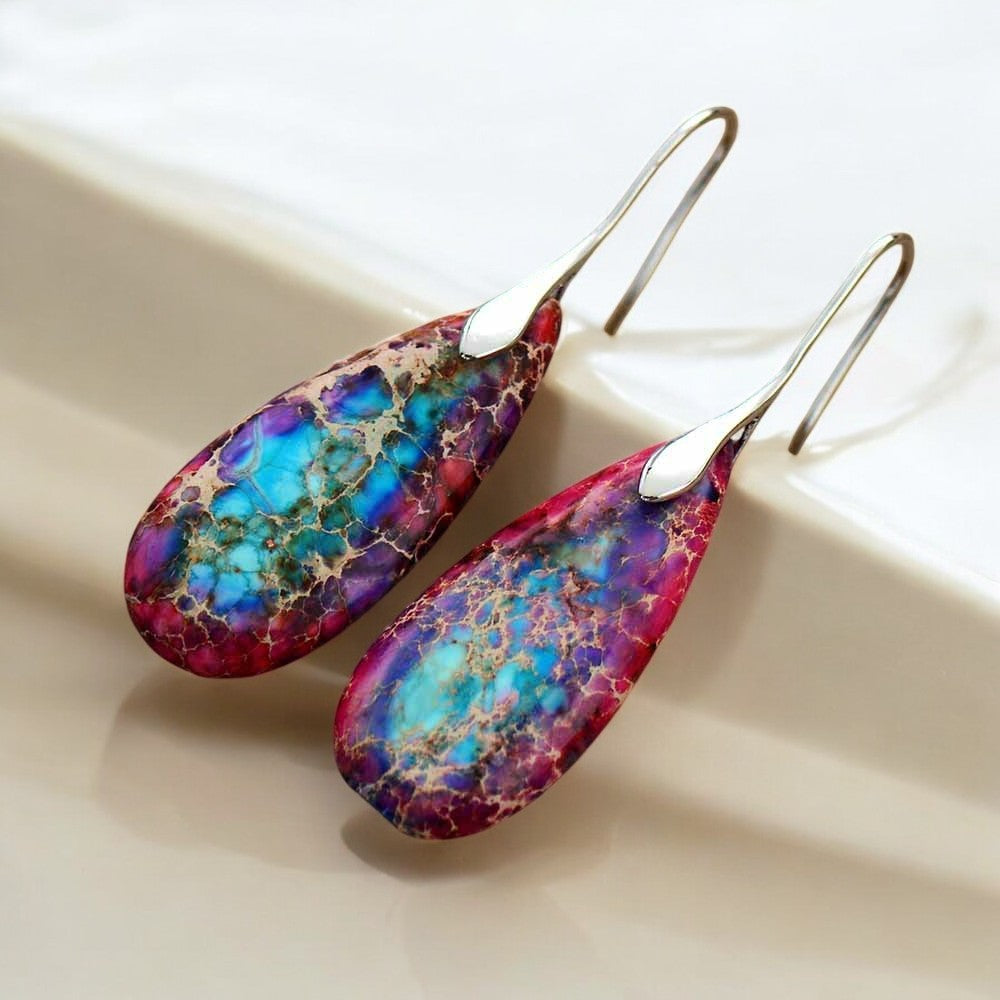 Boucles d'oreilles en jaspe énergétique tibétain