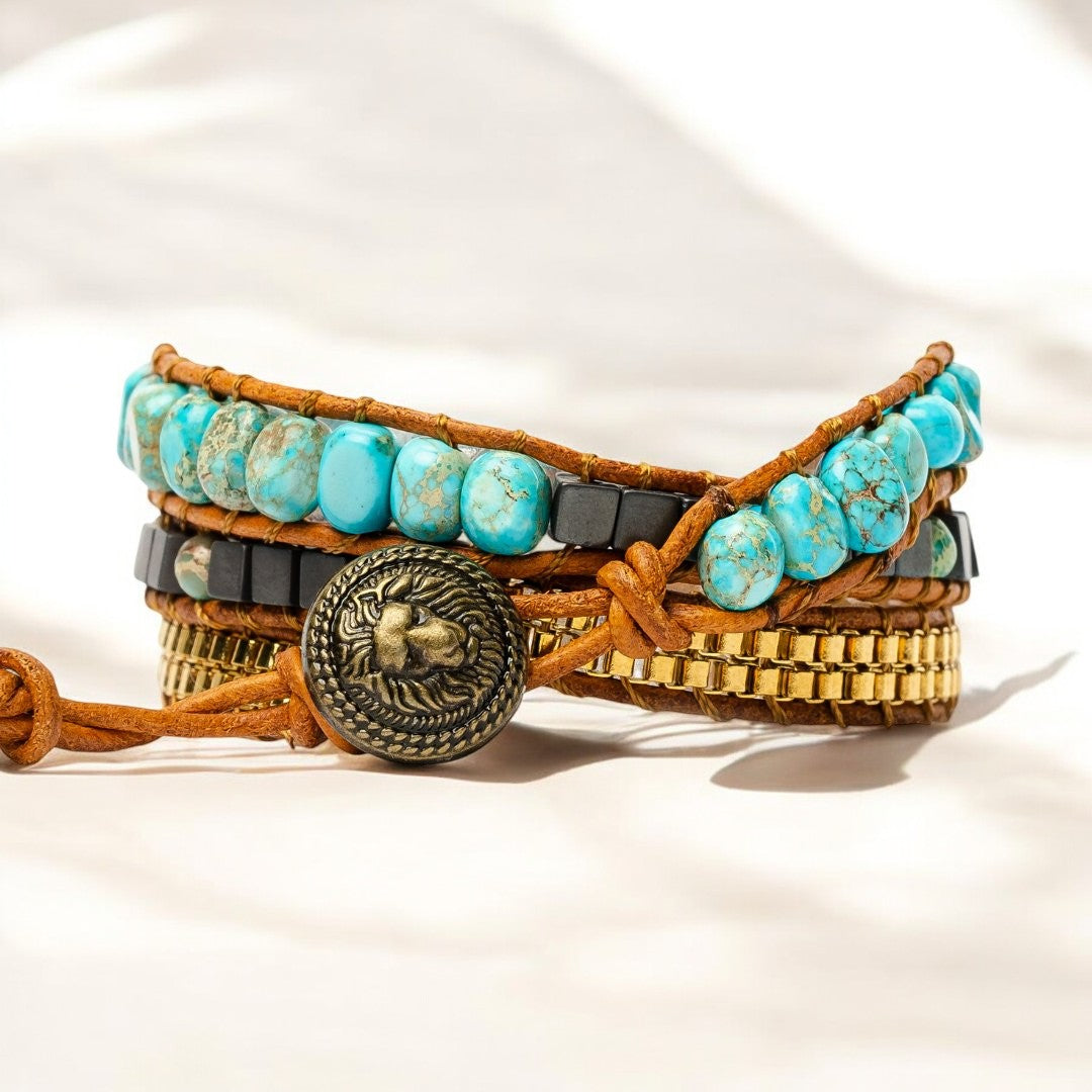 Bracelet enveloppant énergie apaisante turquoise