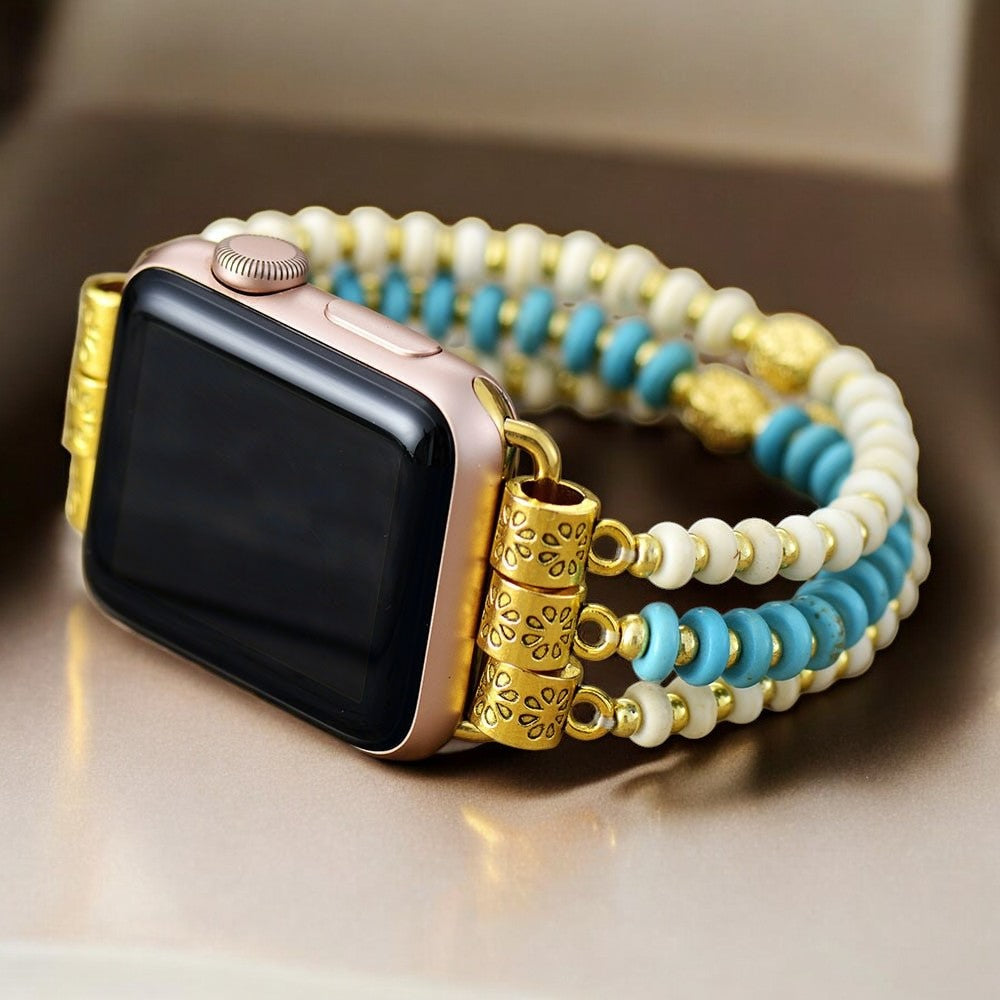 Bracelet extensible Turquoise Howlite pour Apple Watch