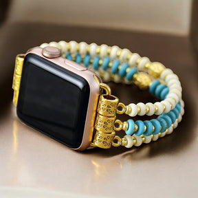 Bracelet extensible Turquoise Howlite pour Apple Watch