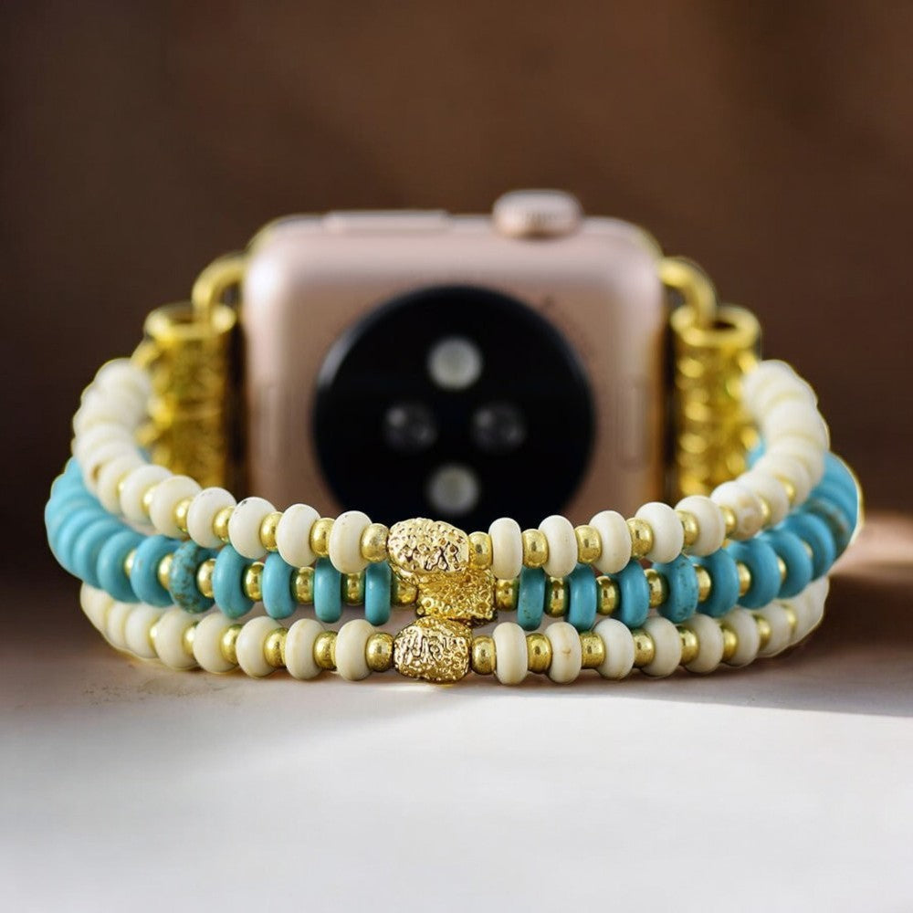 Bracelet extensible Turquoise Howlite pour Apple Watch