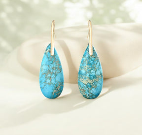 Boucles d'oreilles pendantes de protection en jaspe turquoise