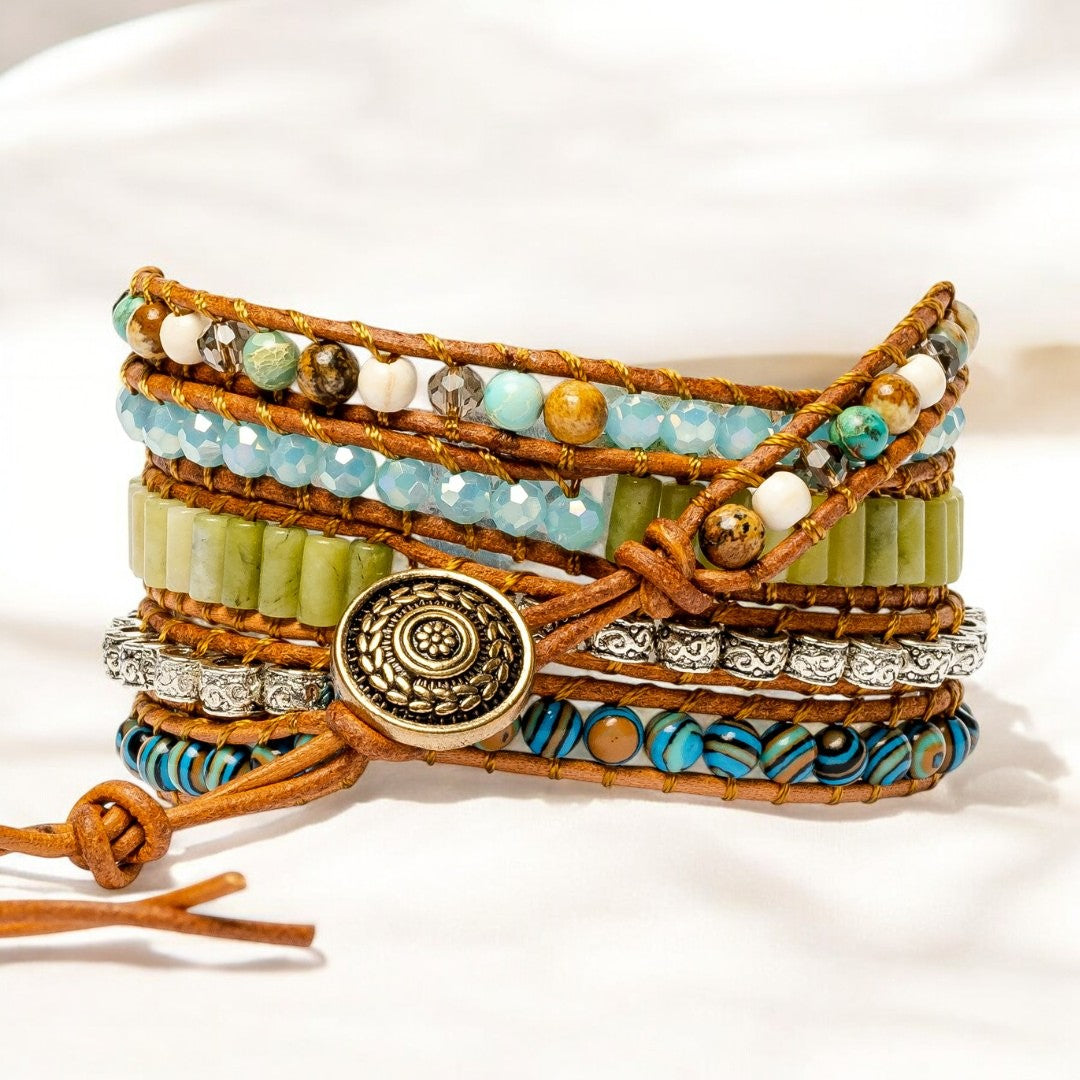 Bracelet enroulé en jaspe océan torsadé