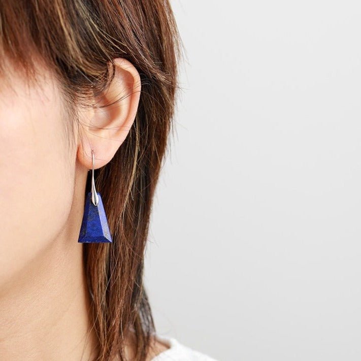 Lapis Lazuli Geometric Drop Earrings - Cape Diablo
