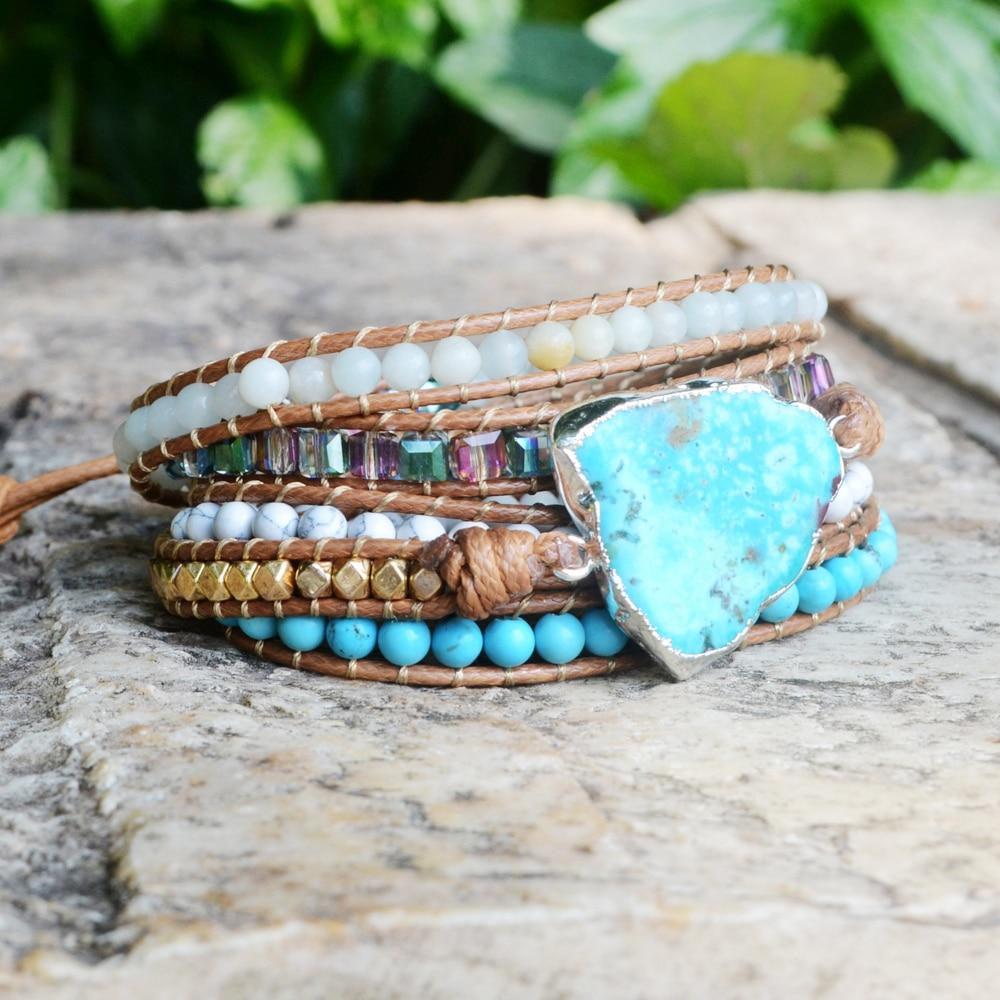 Turquoise Cascade Silver Wrap Bracelet - Cape Diablo