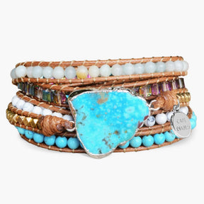 Turquoise Cascade Silver Wrap Bracelet - Cape Diablo